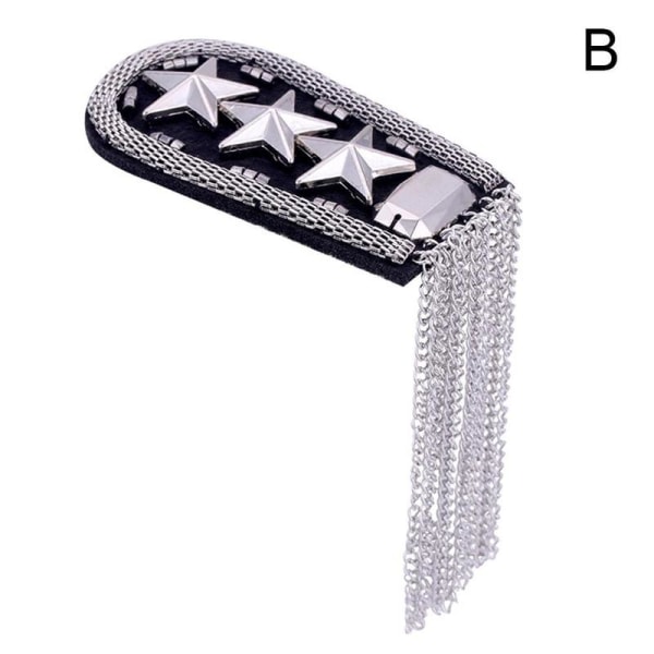 2021 Gothic Punk Tofs Epaulette Shoulder Board Star Medal Broo silver One-size