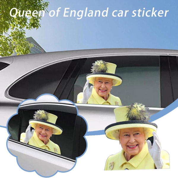 Queen of England Elizabeth Car Window Decals Funny Queen Elizabe right yellow One-size