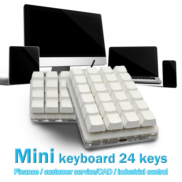 24-knapps tangentbord Mekaniskt tangentbord Anpassad genväg Programmerbar F whiteA Red shaft