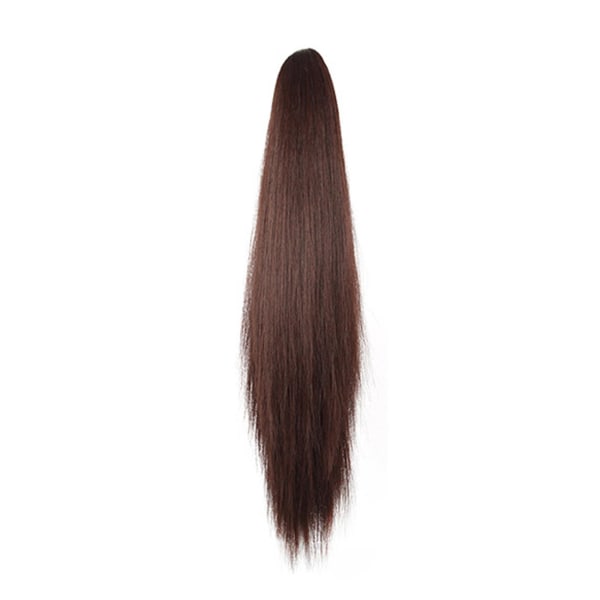 Syntetiska långa raka klo hästsvans peruker Clip In Hair n Hairpi dark brown One-size