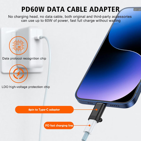 Lightning-hona till USB-C-hane adapter för IPhone15 PD-data blue Aluminum alloy