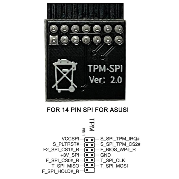 Tpm2.0 säkerhetsmodul stöder moderkort av flera märken 12 14 1 black 14pin LPC for asus