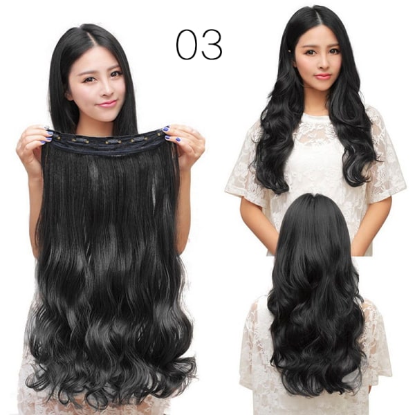 New Fashion Lady3/4 Full Head Clip In Hair Extensions Curly Wavy black one-size