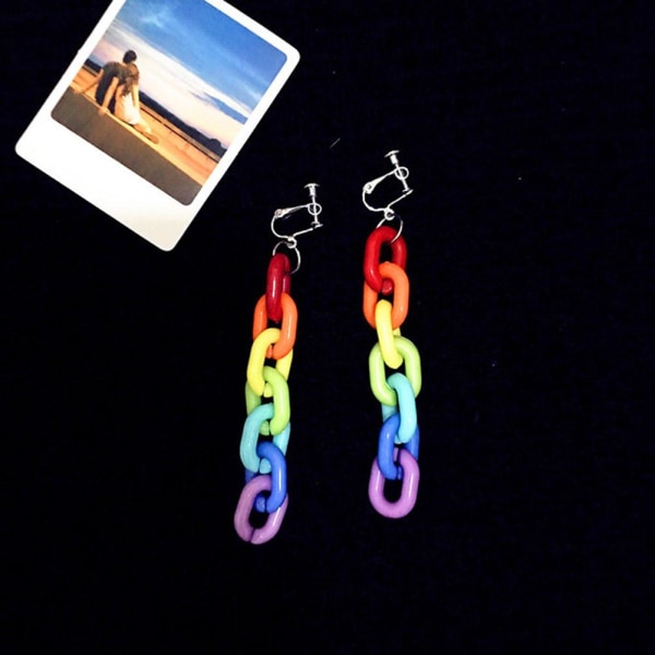 Underbara Acrylic Chunky Chain Rainbow Dangly EarringsPerced or B One size