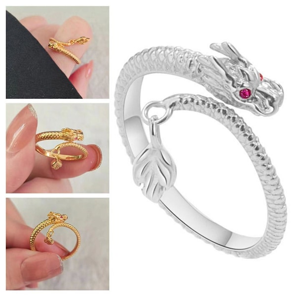 CRDWN Dragon's Tail Qiankun Lucky Ring, Dragon Hand Ring, Silver D Silver One size