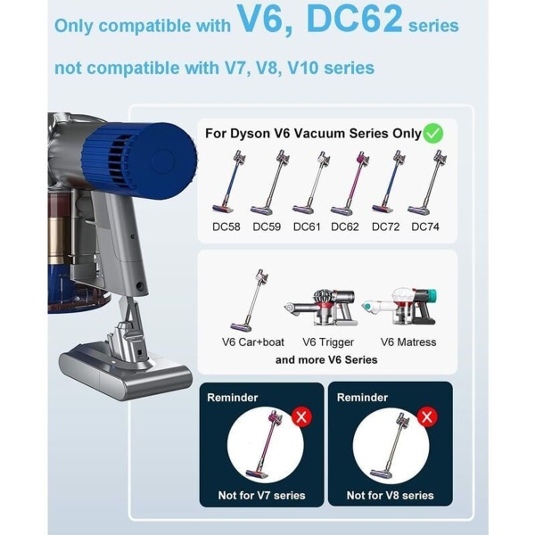Pölynimurin akku Dyson V6 (DC62) 21.6V 4.0Ah