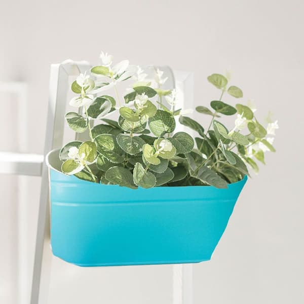 Fjernbar oval balkonghageplanter med jernblått metall