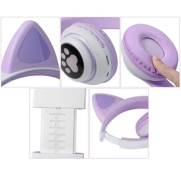 Bluetooth-headset, katteøre-headset, lilla