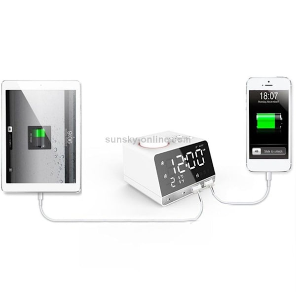 K11 Spegelalarmklocka Bluetooth-högtalare LED Digital Elektronisk Liten Alarmklocka