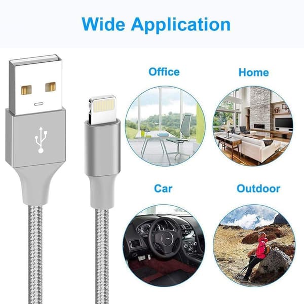 Ilikable iPhone opladningskabel sæt med 3-1/2/3m nylon Lightning iPhone kabler KLB