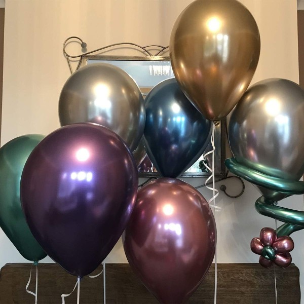 Metallisk ballong, 50 stykker fargerike ballonger. Sett med metalliske ballonger KLB