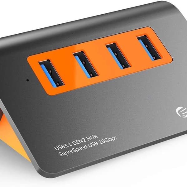 USB 3.1 selvforsynt hub, 4-porters USB datahub, 10 Gbps