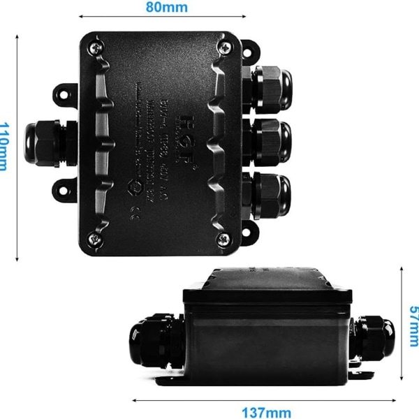 4-vejs samledåse, vandtæt kabeltilslutning KLB