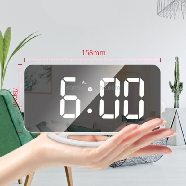 Multifunksjonell LED-speil Sminke Speil Klokke Skrivebordsklokke Automatisk
