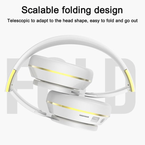 Bluetooth-kuulokkeet, langattomat taitettavat stereokuulokkeet, valkoinen