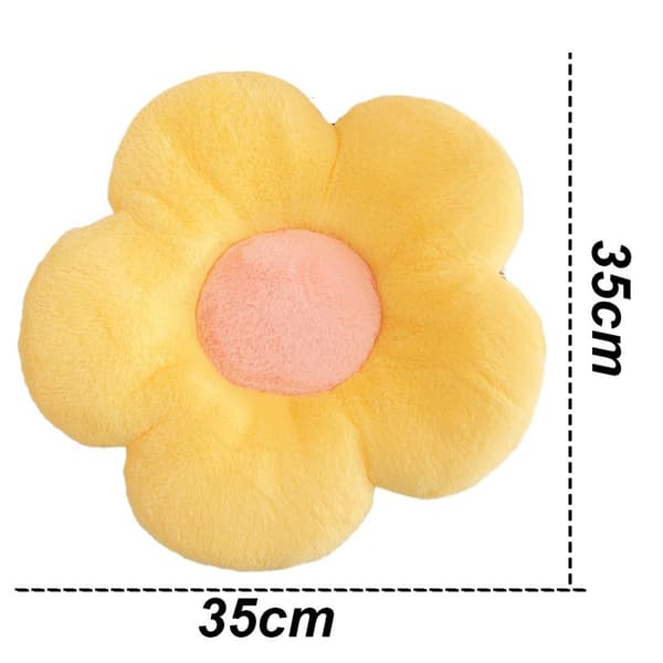 Blomsterkudde, blomformad kudde, kudde, gul kudde