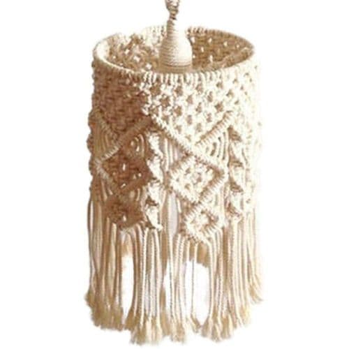 Håndstrikket lampeskærm, pendellampeskærm, boho macramé lampeskærm