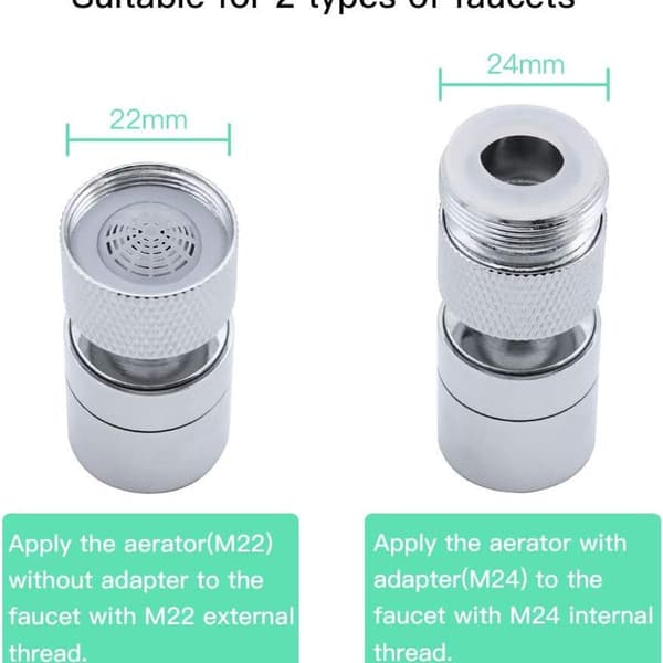 360° roterende messinghane-belufter, 2 tilstande justerbar KLB