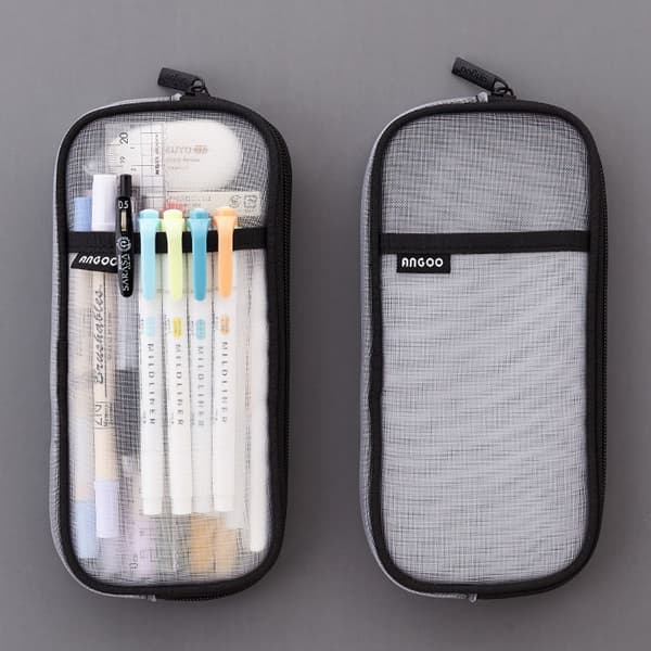 Mesh Blyantpose Transparent Enkel Stasjonær Organizer Svart