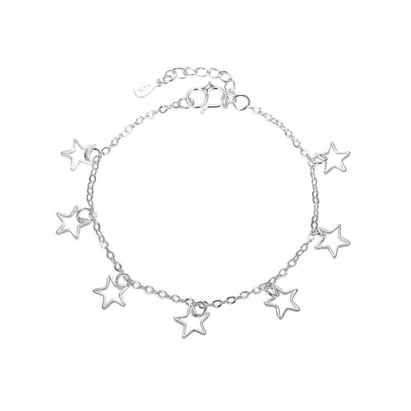 Enkelt sølvarmbånd med justerbare udskårne stjerner