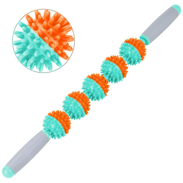 Fasciemassasjevals for cellulitter, muskelvalsestang, fettfrigivelse, oransje, fem baller