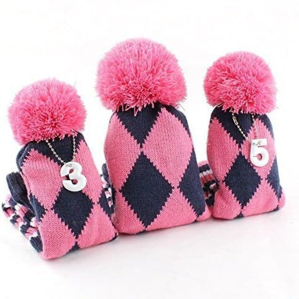 Golf Knit Headcovers Set Pom Pom Sock Covers KLB