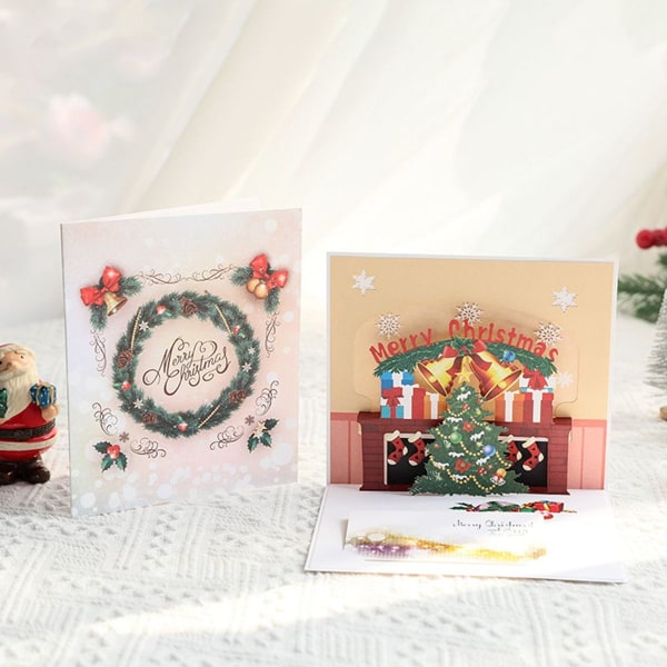God Jul Pop Up-kort, 3D Pop Up Hilsenkort til Jul, Pop Up Jul