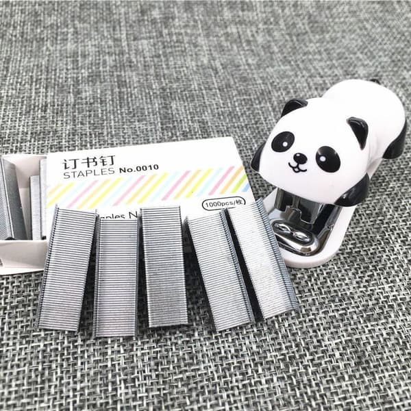 Mini bærbar panda kontor stiftemaskin bærbar manuell stiftemaskin søt panda