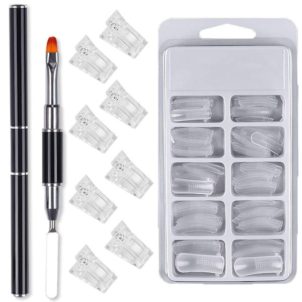 EBANKU gjennomsiktige falske negl gel tips neglformer, 100 stykker neglforlengelsessett for g KLB