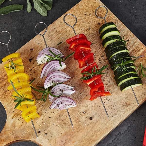 Rostfria Grillspett: 20 Premium Rostfria Grillspett Extra Långa 20cm Grill- och Shashliktillbehör Mångsidiga Metallspett
