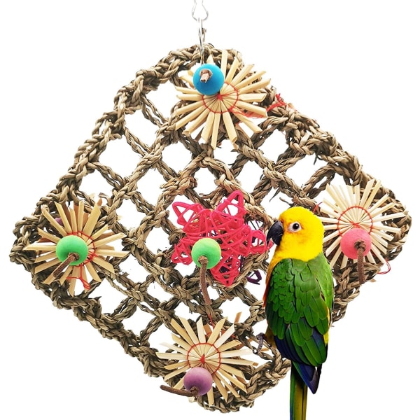 Papegøje Fugle Legetøj, Vægmonteret Søgræs Foder Legetøj til Små Papegøjer, Papegøjer, Araer, Conures, Finker, Kærlighedsfugle 1stk