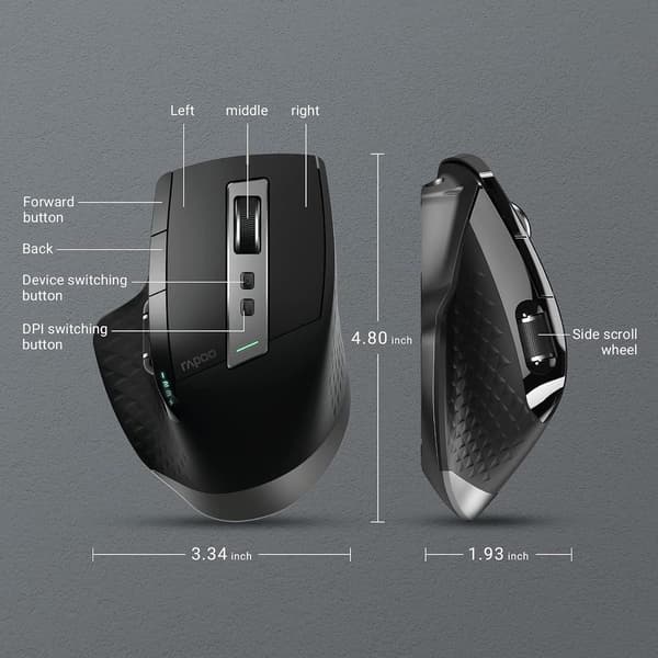 RAPOO Trådløs Mus Multi-Enhets Bluetooth Mus for Bærbar PC