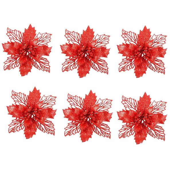 6 stk. Kunstige Juleblomster Juletræ KLB