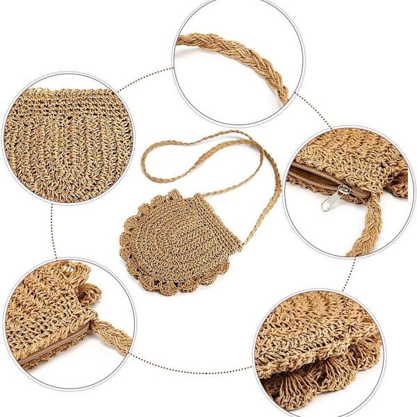 Retro Forest Mushroom Head L ssy Straw Messenger Beach Bag