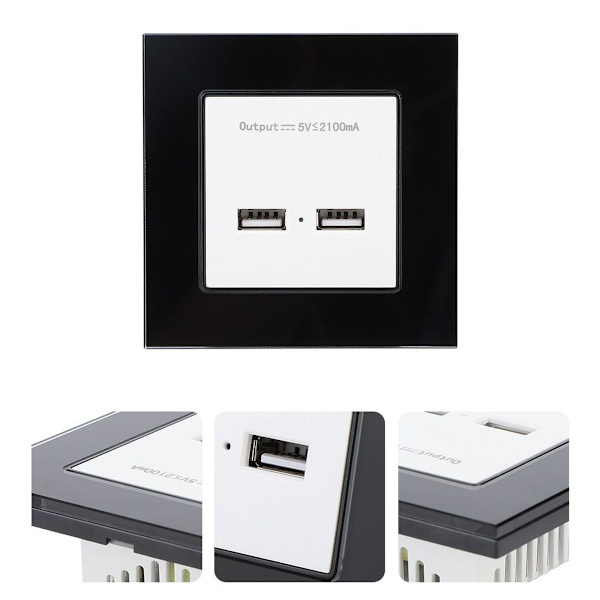 Väggladdare, strömadapter, väggmontering, dubbel USB-adapter KLB