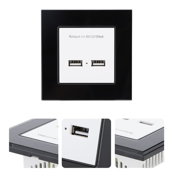 Vegglader, strømpluggadapter, veggmontering, dobbel USB-adapter KLB