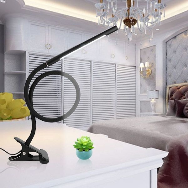 Dimbar USB-sänglampa med 22 LED-lampor, flexibel klämma (svart) KLB