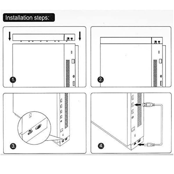 Xbox One Kjøleplate, 2 USB-porter for lading og dataoverføring, L/ H