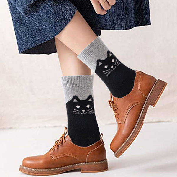 Retro varma grova bekväma strumpor i ull Svart + Röd + Kaffe + Beige + Blå KLB