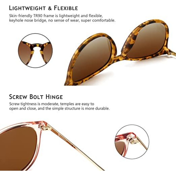 2-pak vintage runde solbriller til kvinder med tegradient skildpadderamme og mulepose til kvinder
