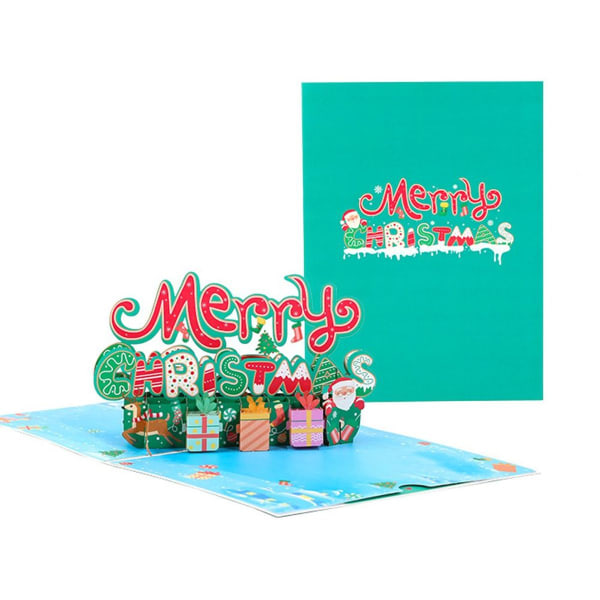 Glædelig jul Pop Up Card, 3D Pop Up lykønskningskort til jul, Pop Up Christmas