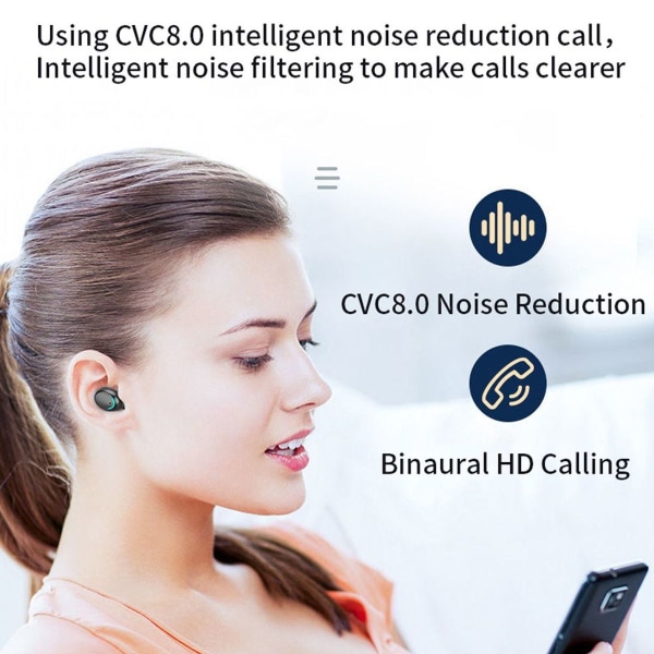 Trådlösa Bluetooth 5.1 IPX5 Vattentäta Öronproppar Svart