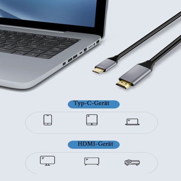 USB C till HDMI-kabel (4K@60Hz), USB Type C till HDMI-kabel [Thunderbolt 3