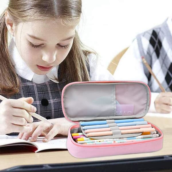 Stor kapasitet student stasjonær blyantveske rosa KLB