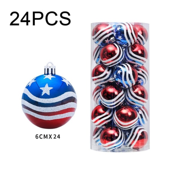 24pcs Ball Ornaments - Hanging Ball Flag Ornaments Christmas Tree Party Accessories