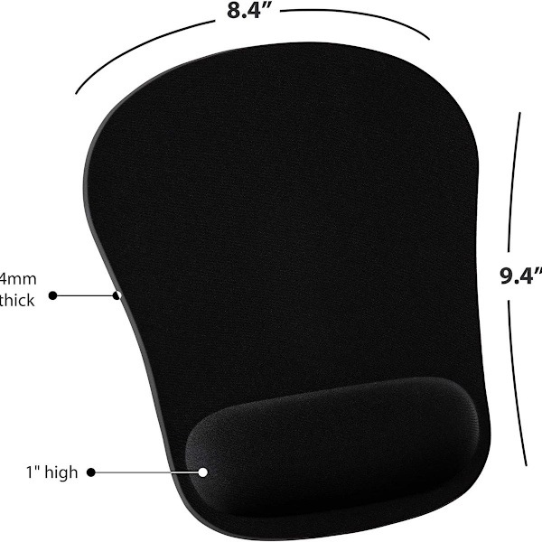 Komfortabel memory foam håndledsstøtte musemåtte med pude