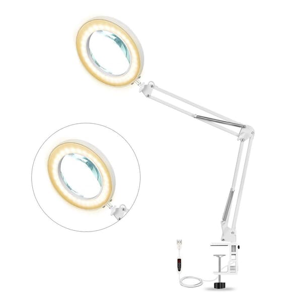 Forstørrende LED-skrivebordslampe, 5x forstørrelse, dæmpbar KLB
