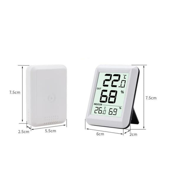 Indendørs termometer, hygrometer termometer med udendørs sensor, stue termometer, KLB