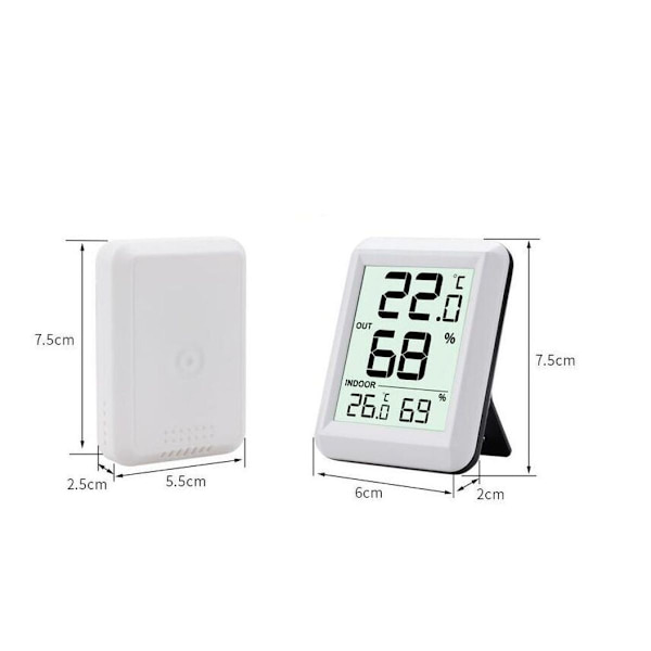 Innendørs termometer, hygrometer termometer med utendørs sensor, romtermometer, KLB