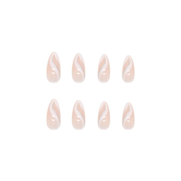 24st kista lösnaglar franska korta lösnaglar Rosa glitter tryck på naglar Ballerina Akryl Stick On Nails för kvinnor